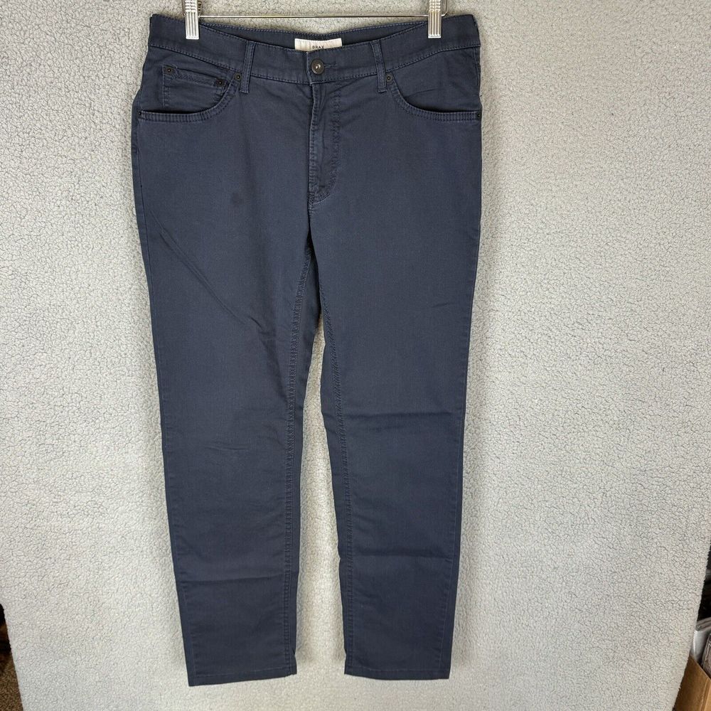 Brax Pants Mens 34x30 Blue Chuck Modern Hi-Flex Flat Front Stretch